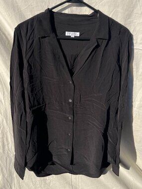 Equipment Womens Black Long Sleeve Button Down Dress Shirt Size XXL.